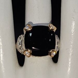 Onyx CZ 14k Gold & Sterling Silver Ring